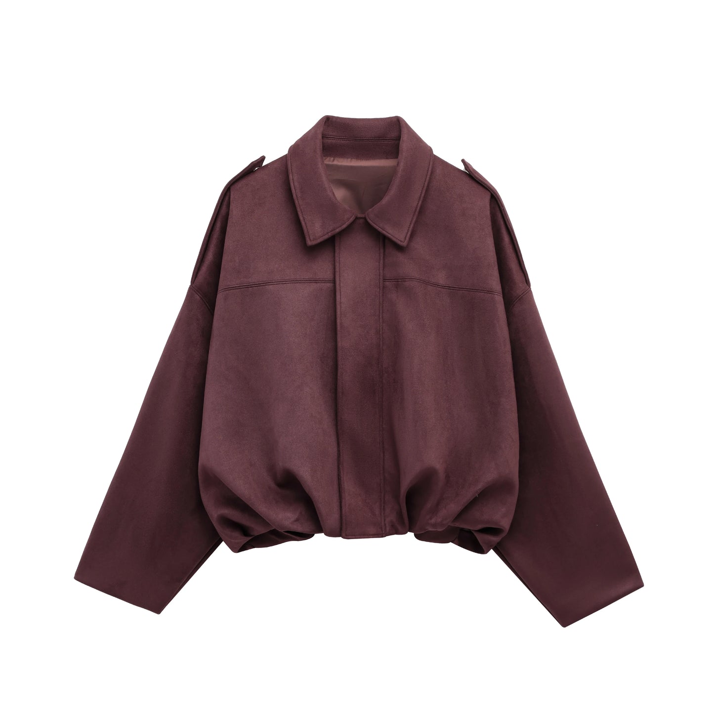 TRAFZA Women Brown Green Suede Jacket Loose Casual Bomber Coat Lapel Zipper Long Sleeve Jackets Vintage Lady Motorcycle Outwears